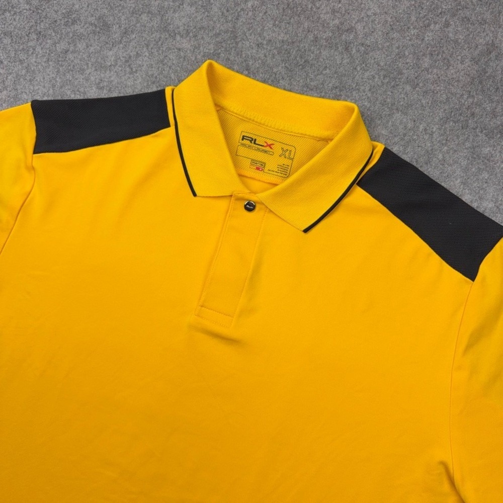 RLX Ralph Lauren Polo Shirt Mens XL Yellow Black Performance Golf Mesh Active‎